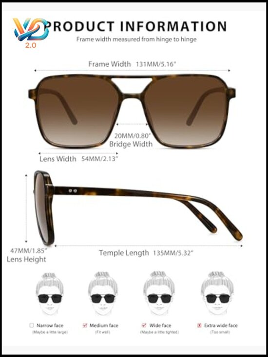 Square Aviator Sunglasses Retro Trendy UV Protection Shades Double Bar Frame main image 7